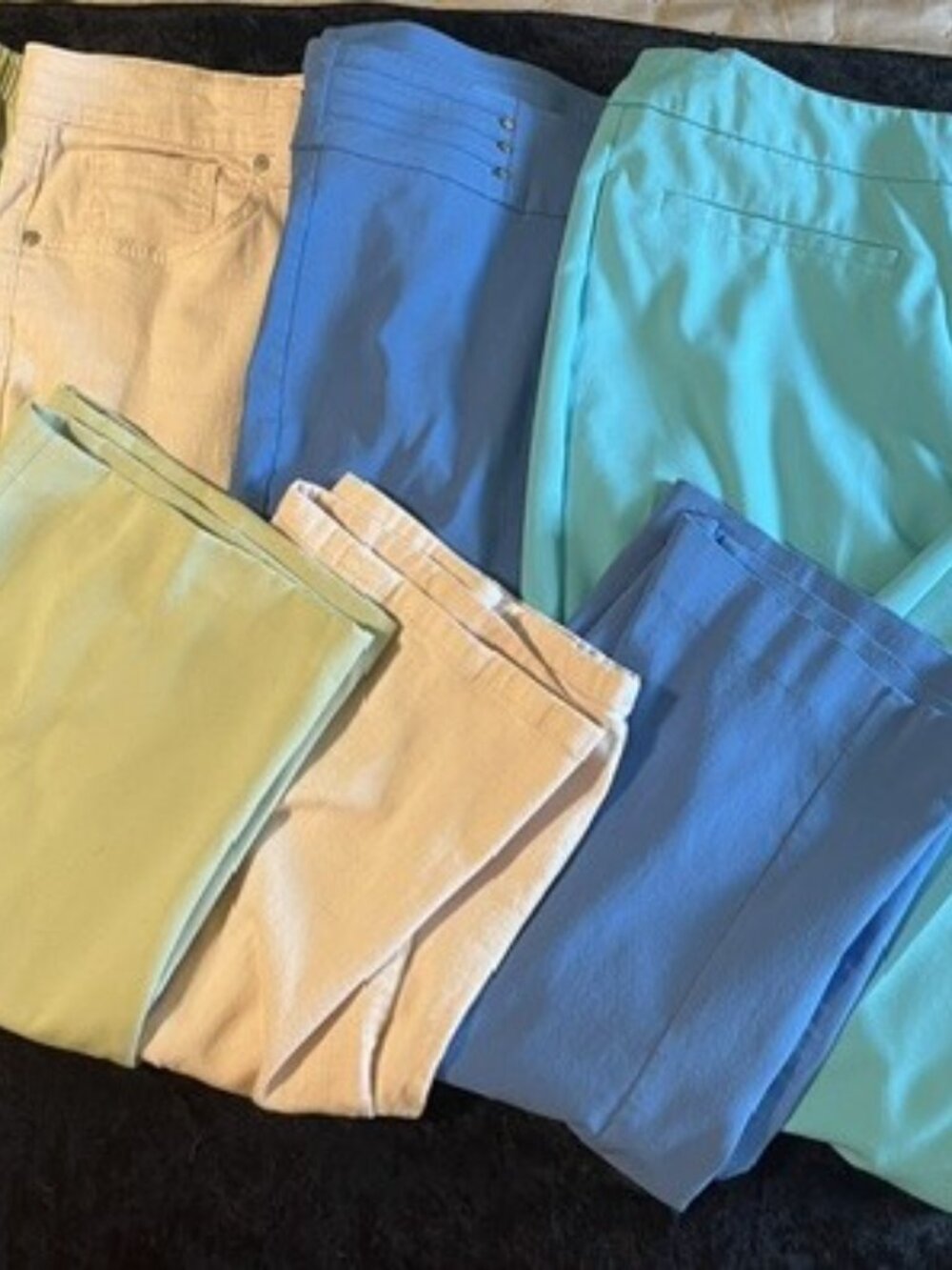 Lot of 3 Capri Crop Pants Size L / 14 - Pink Blue Teal Chicos
